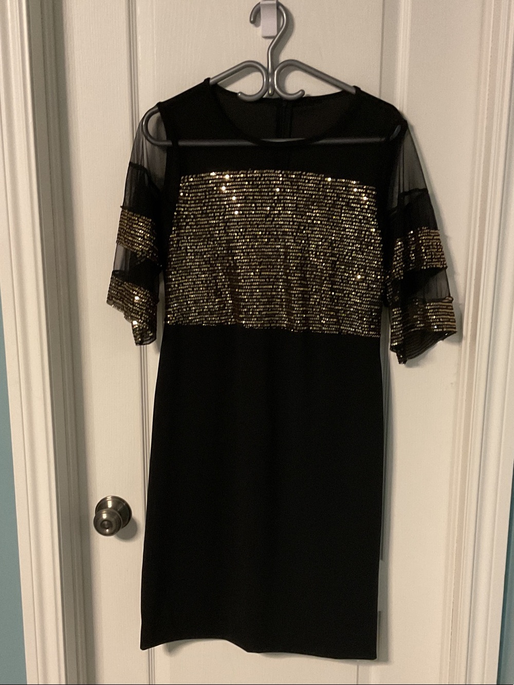 Black Dress with Gold Sequin Panel